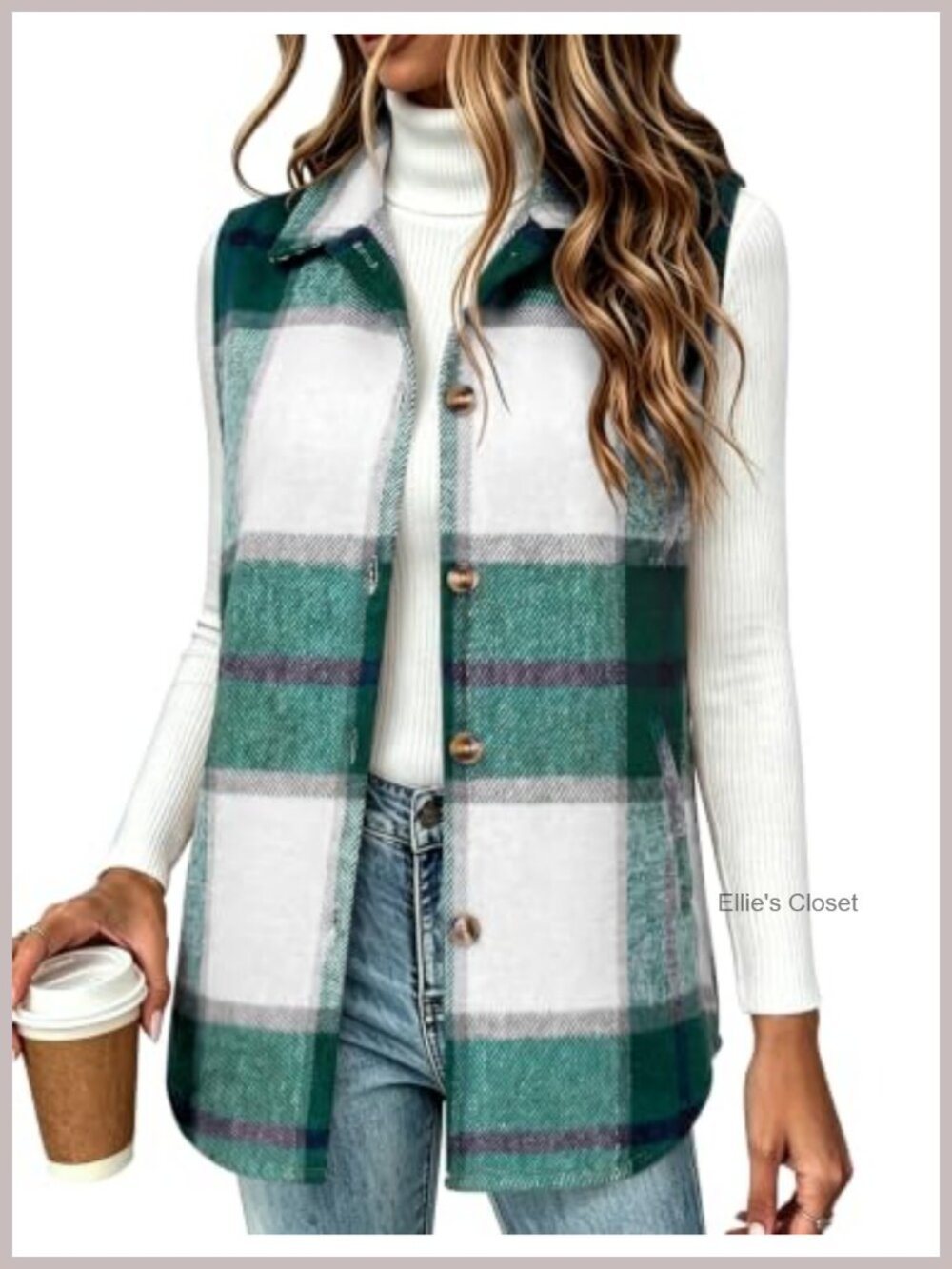 Plaid Vest for Women Sleeveless Flannel Button Down Shirt Jacket